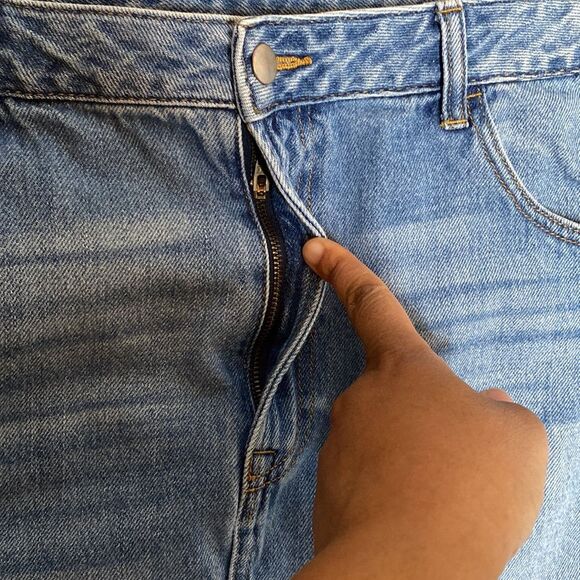 Patchwork Tri Denim Medium Wash Midi Skirt - Picture 5 of 10